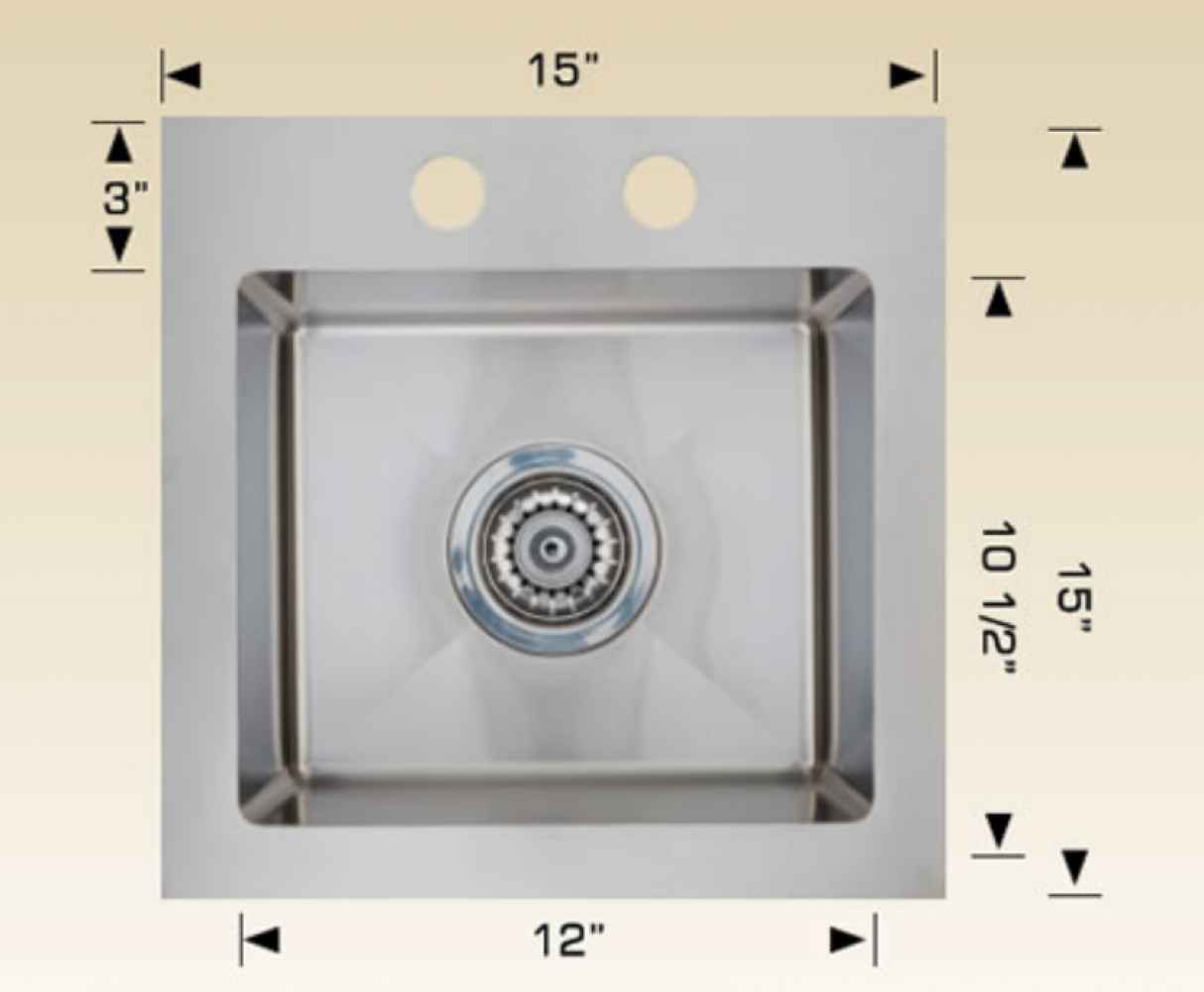 15-in. W CSA Approved Stainless Steel Laundry Sink With 1 Bowl And 18 Gauge