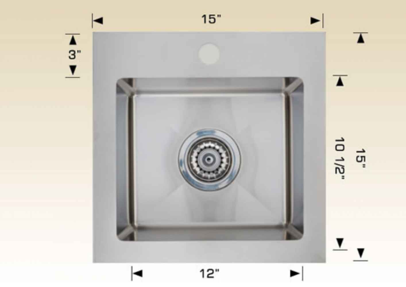 15-in. W CSA Approved Stainless Steel Laundry Sink With 1 Bowl And 18 Gauge