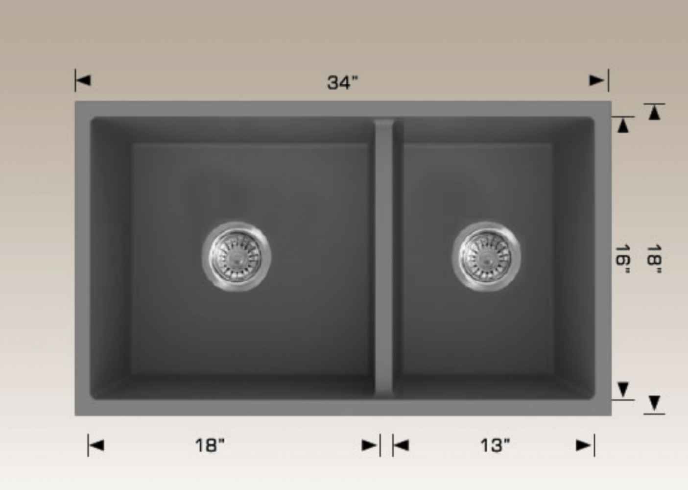 34-in. W CSA Approved Coffee Kitchen Sink With 2 Bowl