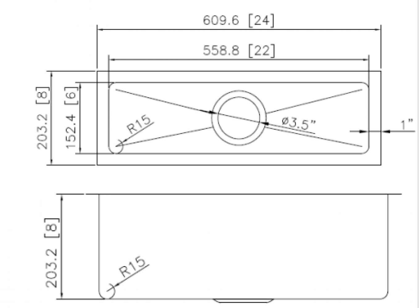 24-in. W CSA Approved Stainless Steel Kitchen Sink With 1 Bowl And 16 Gauge
