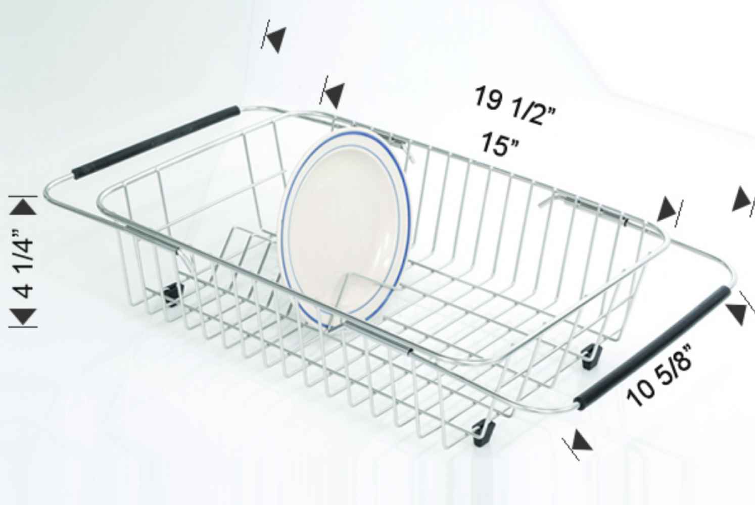 19.5 in. x 10.625 in. x 4.25 in.  Stainless Steel  Kitchen Plate Rack