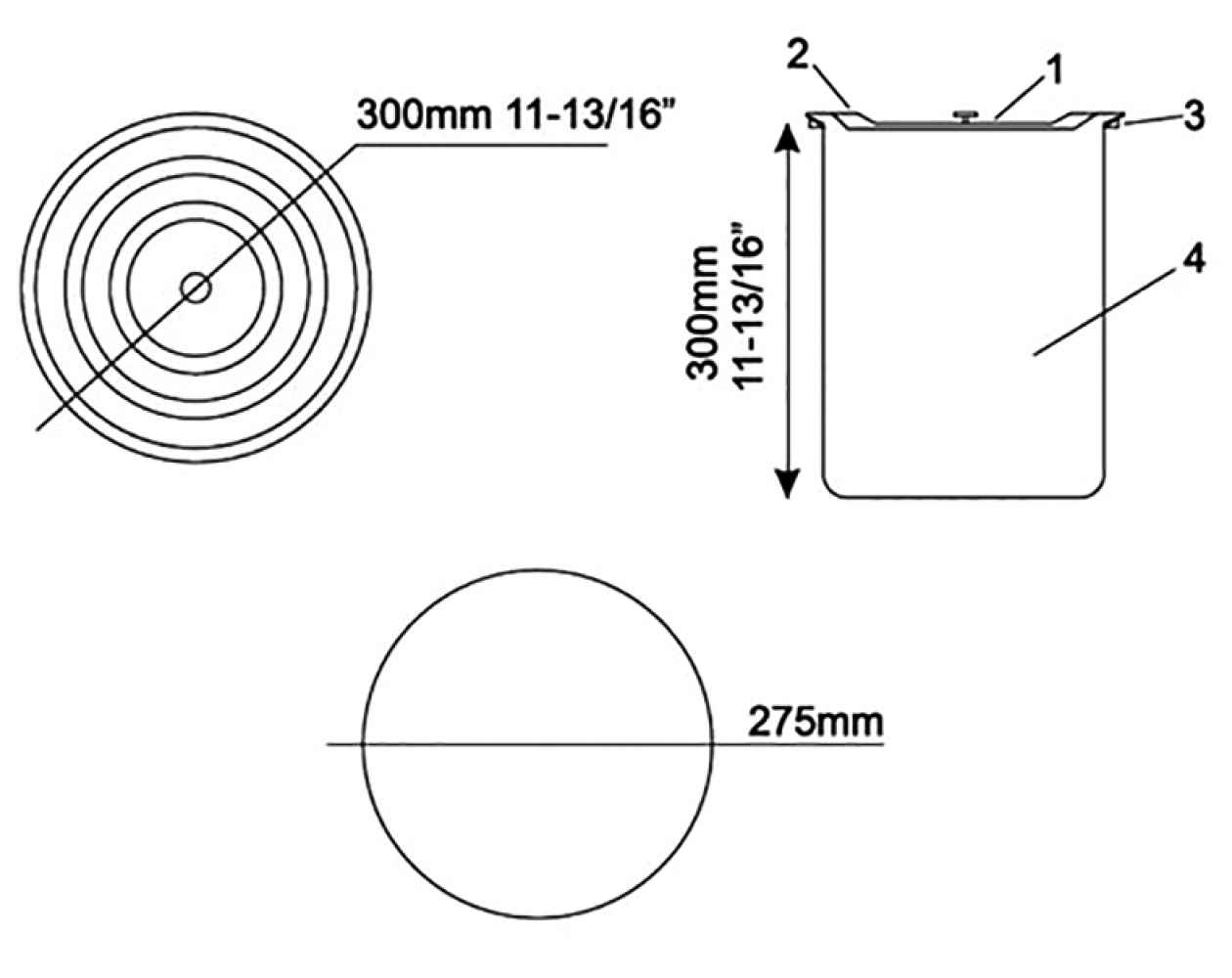 10.827-in. x 11.812-in. Kitchen Waste Container In Stainless Steel