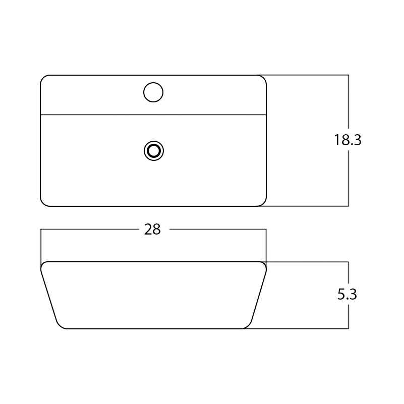 28-in. x 18.3-in. Rectangle Bathroom Vessel Sink White Enamel Glaze