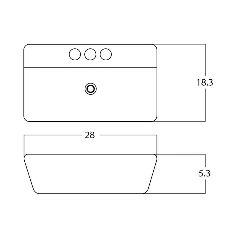 28-in. x 18.3-in. Rectangle Bathroom Vessel Sink White Enamel Glaze