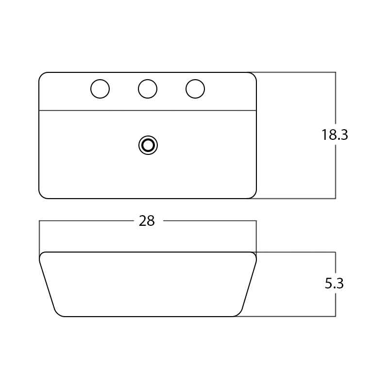 28-in. x 18.3-in. Rectangle Bathroom Vessel Sink White Enamel Glaze