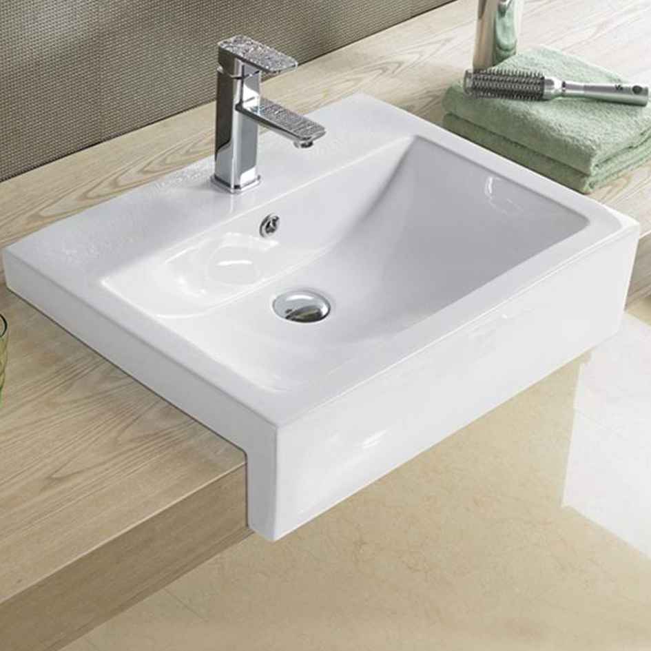 23.6-in. x 17.7-in. Rectangle Bathroom Vessel Sink White Enamel Glaze
