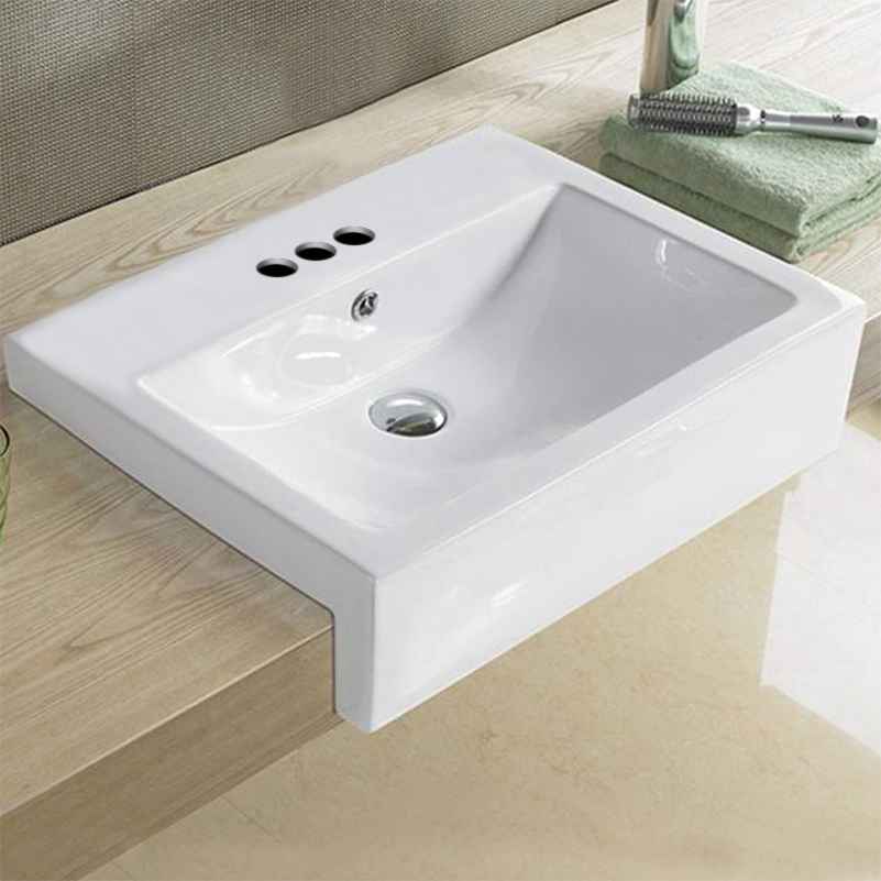 23.6-in. x 17.7-in. Rectangle Bathroom Vessel Sink White Enamel Glaze