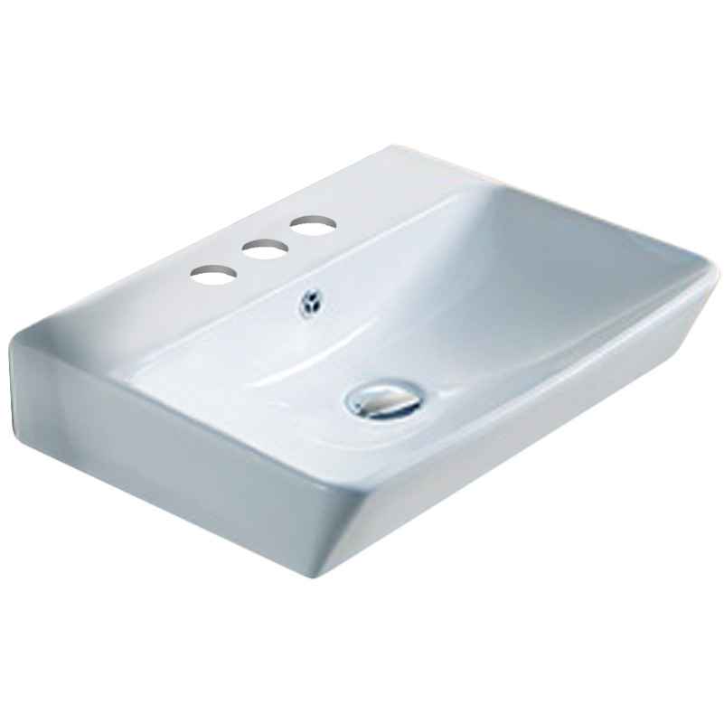 19.88-in. x 13.97-in. Rectangle Bathroom Vessel Sink White Enamel Glaze