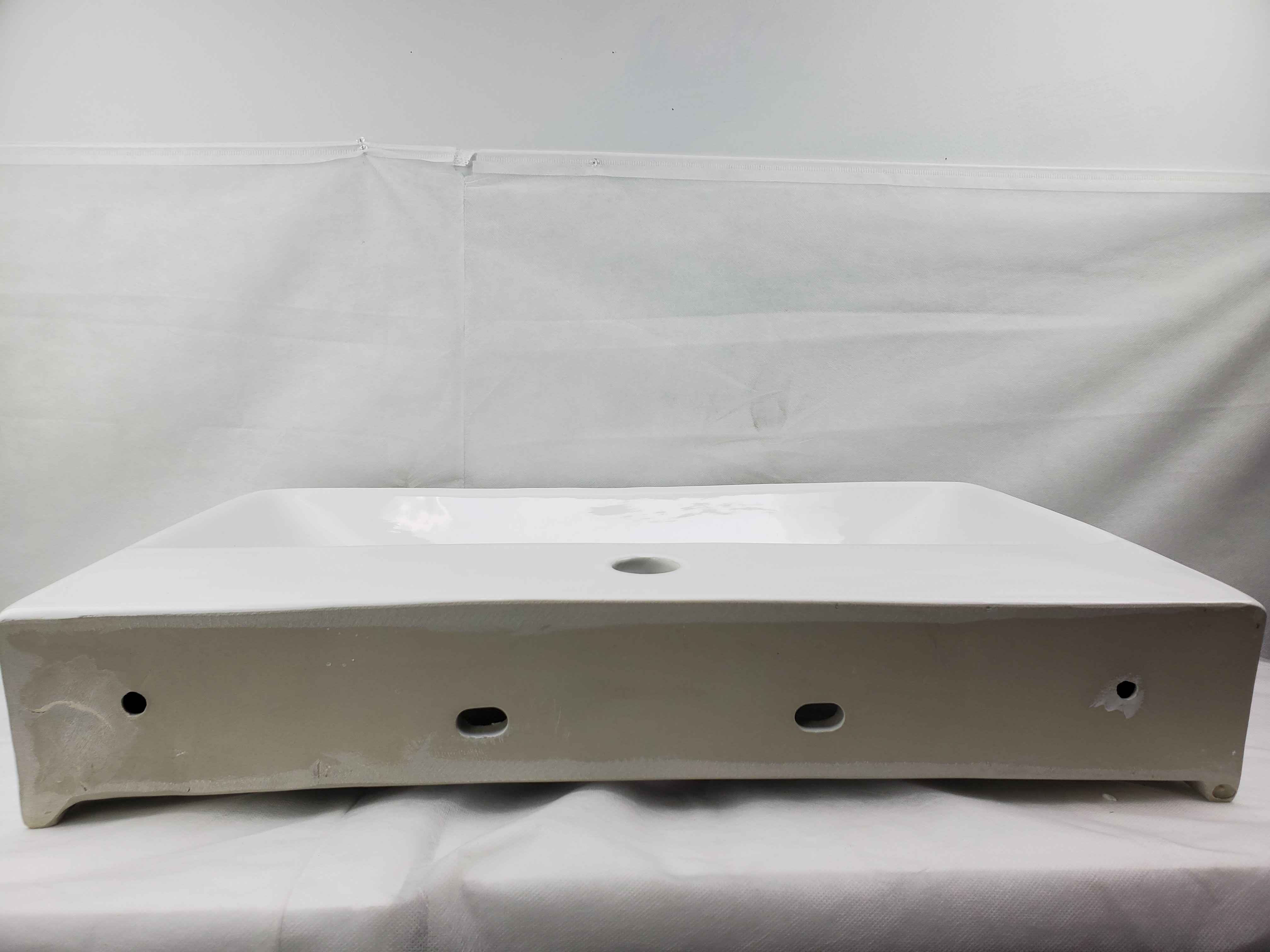 23.81-in. x 13.97-in. Rectangle Bathroom Vessel Sink White Enamel Glaze