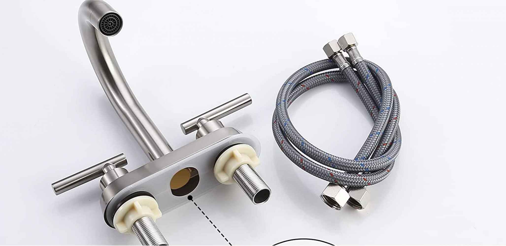3H4-in. CUPC Brass Bathroom Sink Faucet Brushed Nickel Lead Free Brass