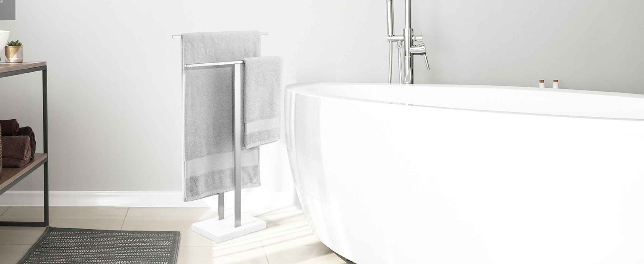 20 in. x  34 in. Floor Mount Brushed Stainless Steel Towel Rack Stainless Steel