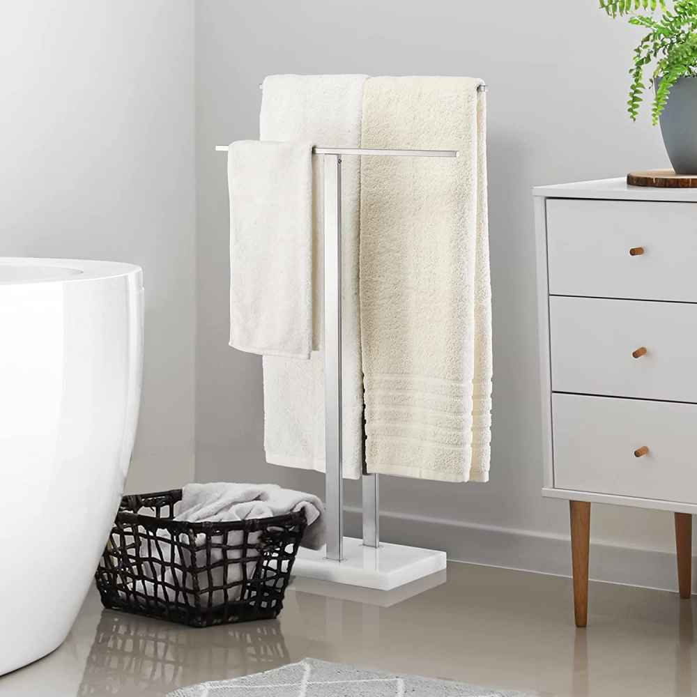 20 in. x  34 in. Floor Mount Brushed Stainless Steel Towel Rack Stainless Steel