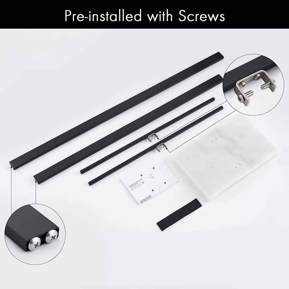 20 in. x  34 in. Floor Mount Matte Black Towel Rack Stainless Steel