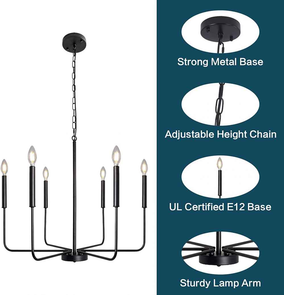 Ceiling Mount Chandelier Chandelier in Matte Black UL Certified 60W Per Socket