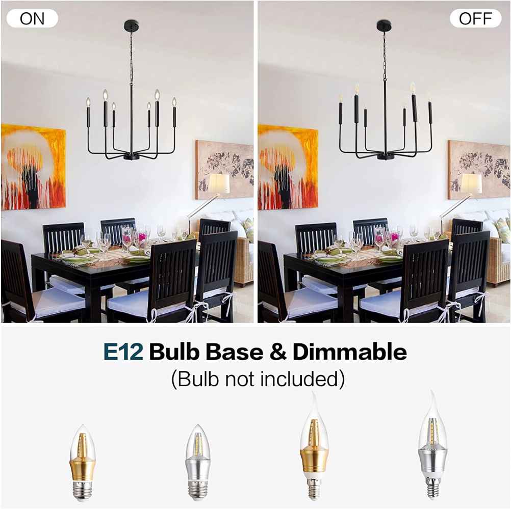 Ceiling Mount Chandelier Chandelier in Matte Black UL Certified 60W Per Socket