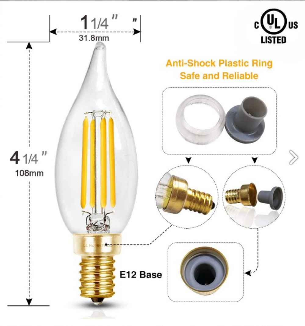 4W Bulb Socket Light Bulb White Glass One Piece