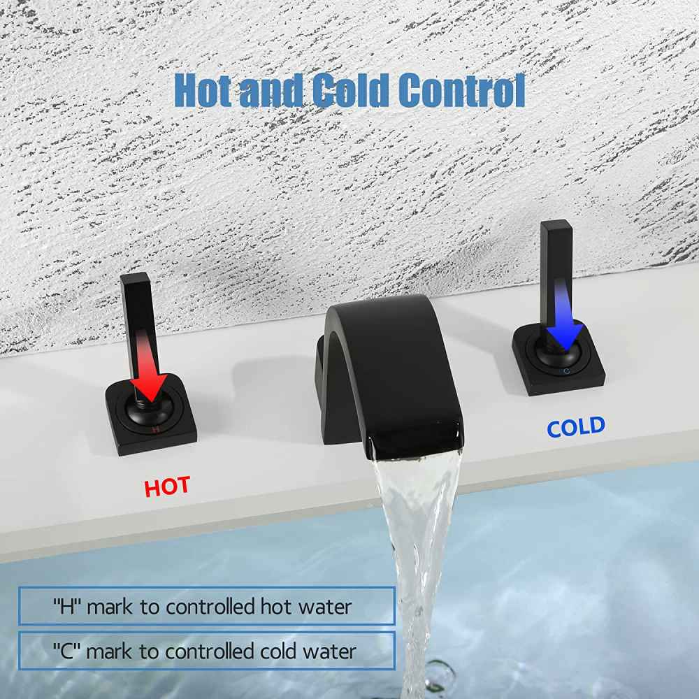 3H8-in.  Black Bathroom Sink Faucet Black Brass