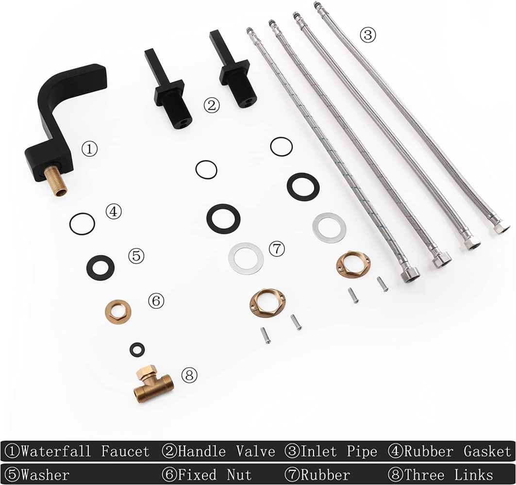 3H8-in.  Black Bathroom Sink Faucet Black Brass
