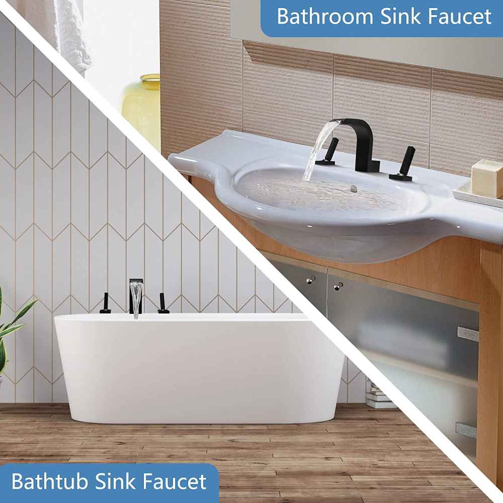 3H8-in.  Black Bathroom Sink Faucet Black Brass