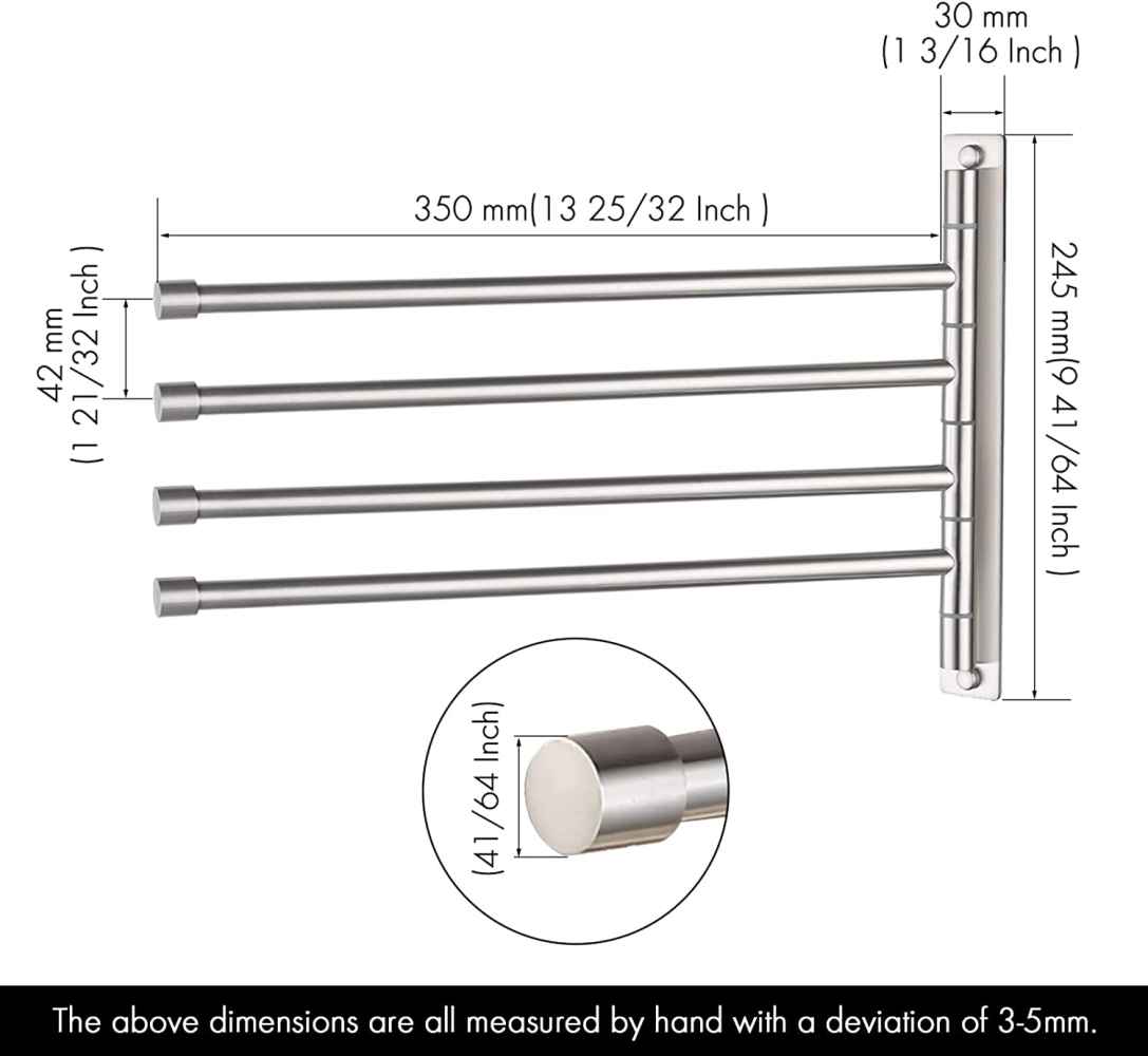 14.9 in. x  1.18 in. x  9.6 in.  Brushed Stainless Steel Towel Bar Stainless Steel