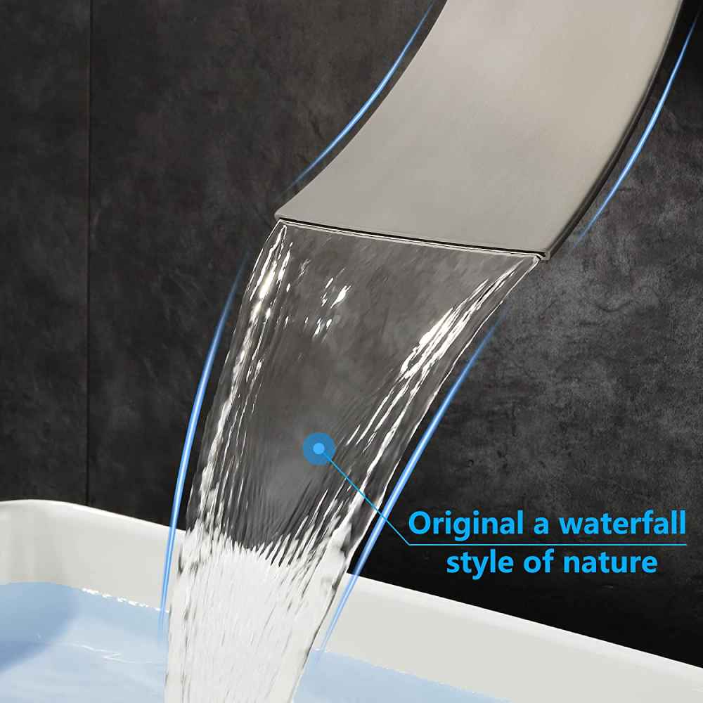 2 Hole  Brushed Bathroom Sink Faucet Brushed Nickel Brass