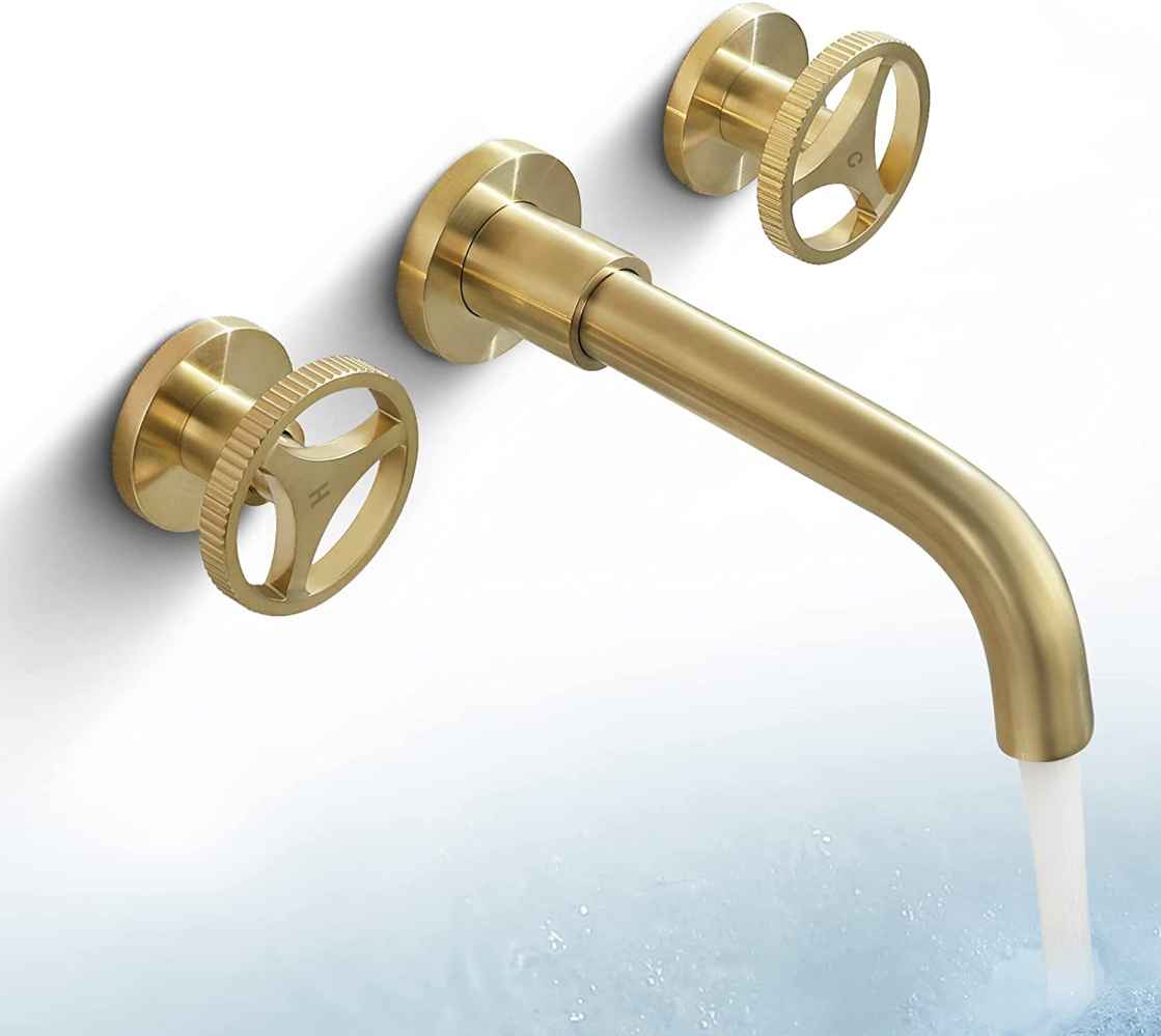 3H8-in. Brushed Bathroom Sink Faucet Gold Brass