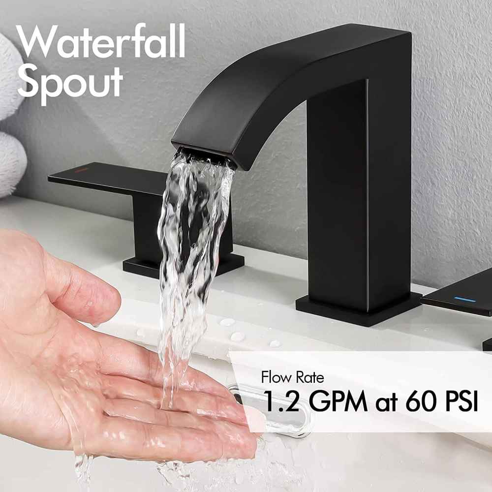 3H8-in.  Matte Bathroom Sink Faucet Black Stainless Steel