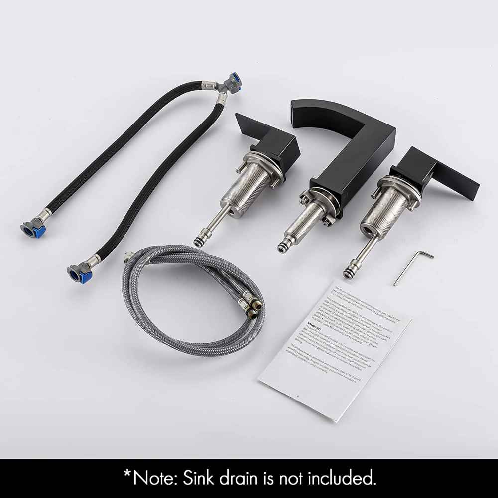 3H8-in.  Matte Bathroom Sink Faucet Black Stainless Steel