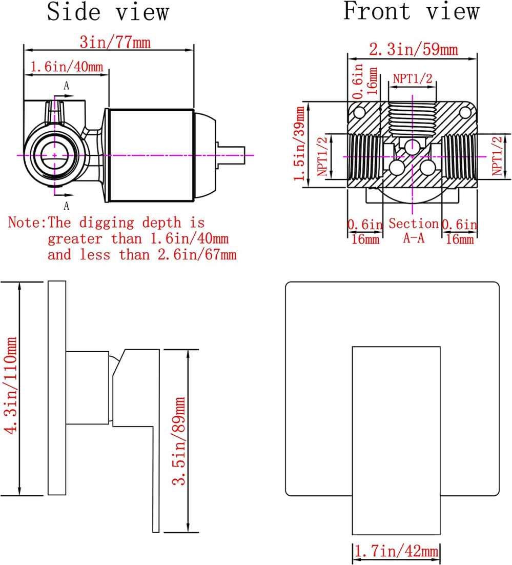 Copper Wall Mount Shower Valve