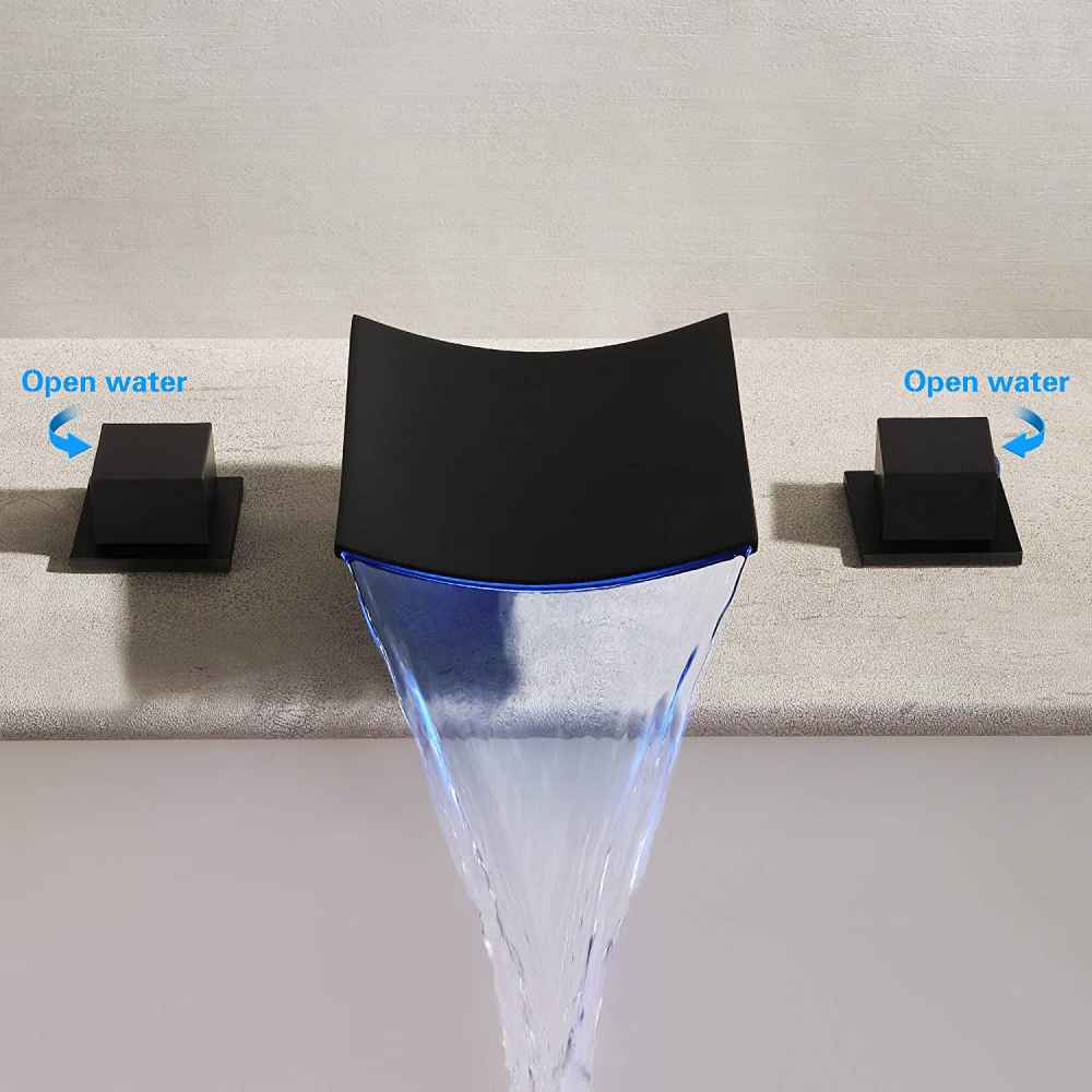 3H8-in. Black Bathroom Sink Faucet Black Metal