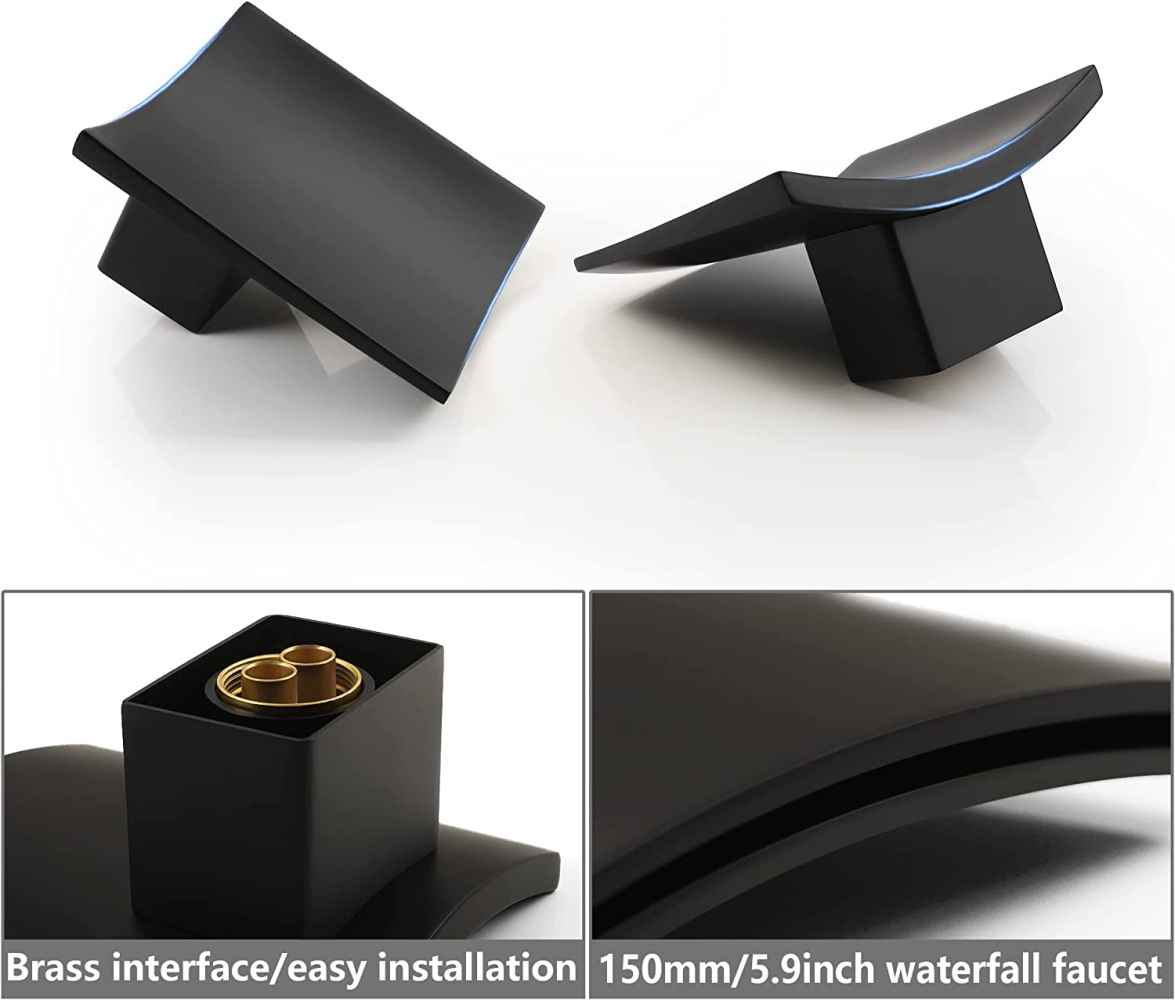 3H8-in. Black Bathroom Sink Faucet Black Metal