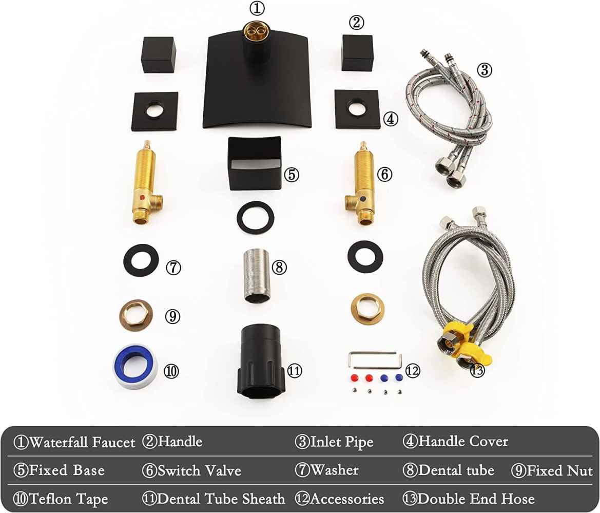 3H8-in. Black Bathroom Sink Faucet Black Metal