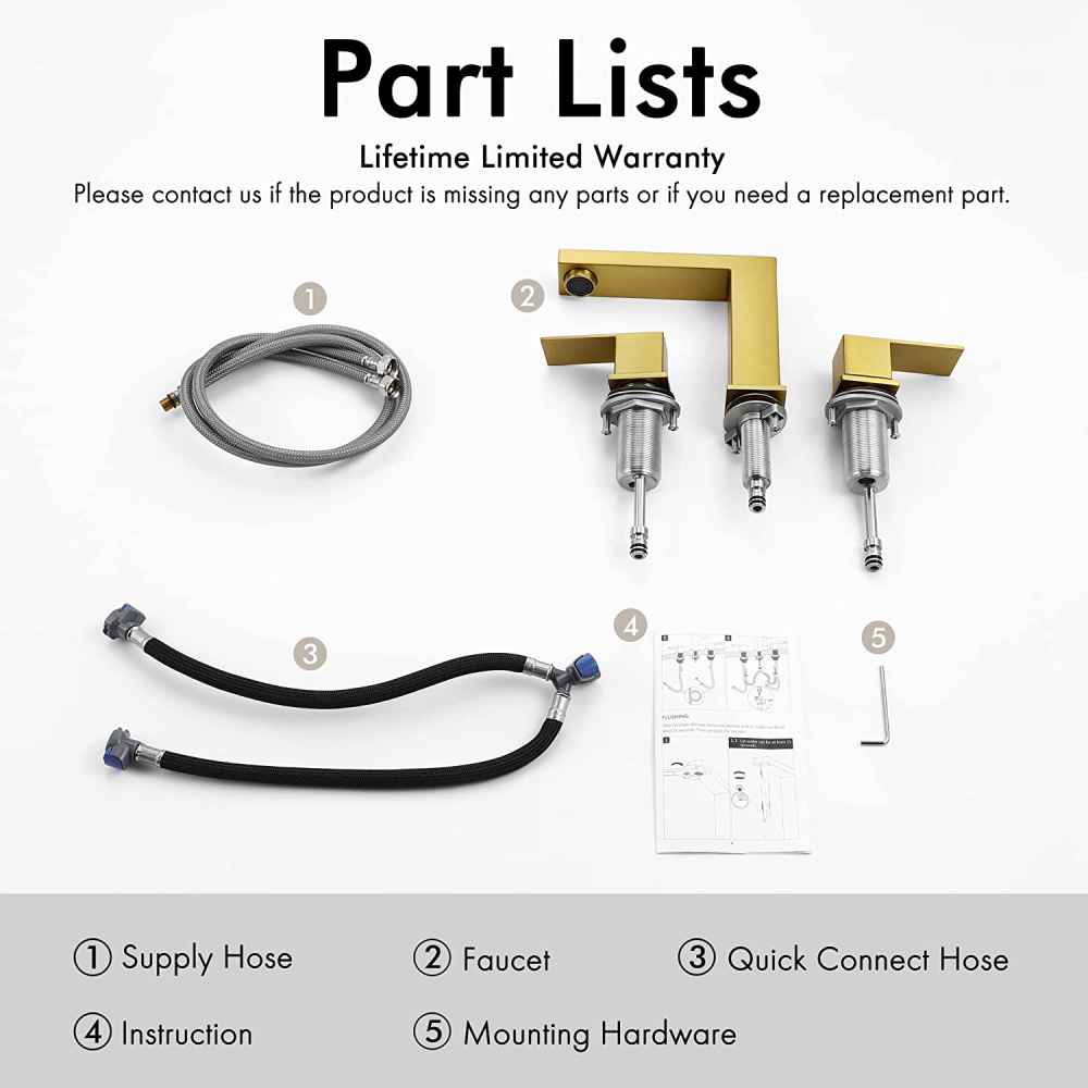 3H8-in. CUPC Brushed Bathroom Sink Faucet Brushed Gold Stainless Steel