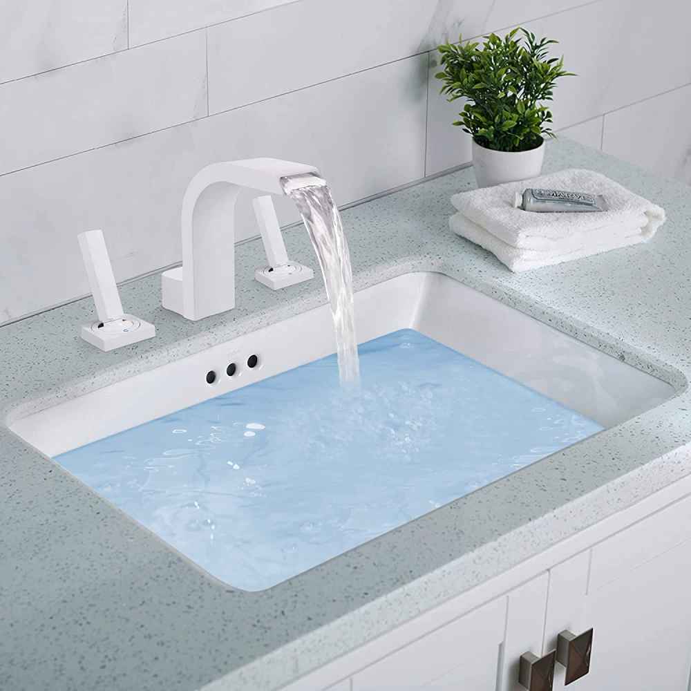 3H8-in.  White Bathroom Sink Faucet White Brass