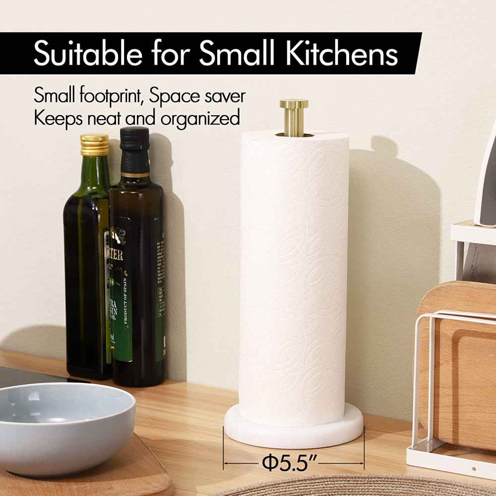 5.5 in. x  1.1 in. x  13 in.  Brushed Brass Towel Paper Holder Stainless Steel-Marble
