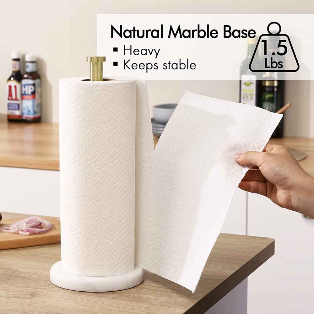 5.5 in. x  1.1 in. x  13 in.  Brushed Brass Towel Paper Holder Stainless Steel-Marble