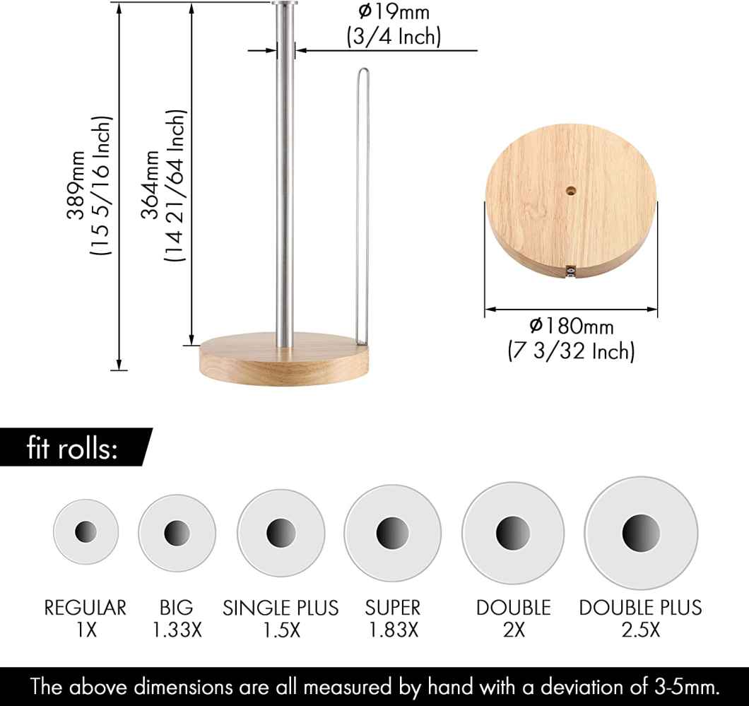 7.06 in. x 0.74 in. x 15.3 in. Brushed Steel Towel Paper Holder Wood