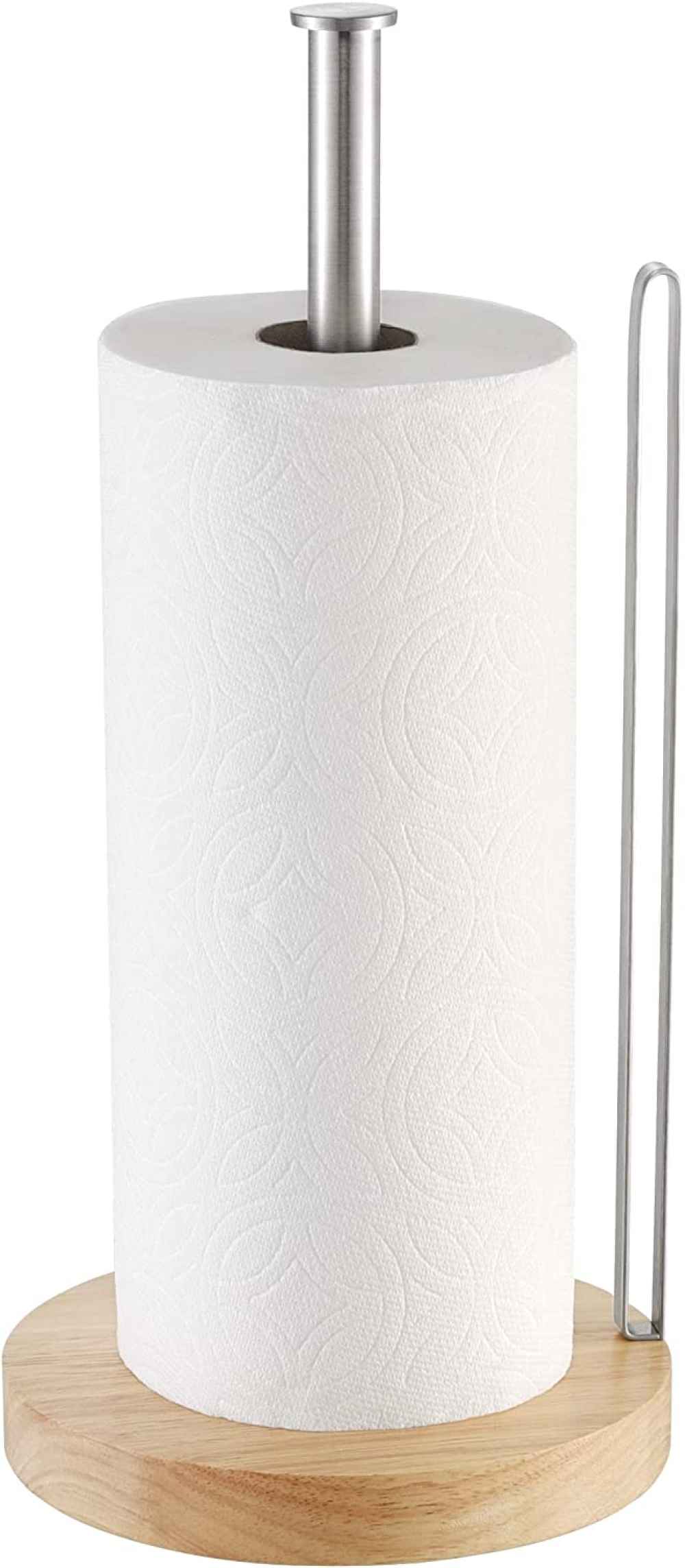 7.06 in. x 0.74 in. x 15.3 in. Brushed Steel Towel Paper Holder Wood
