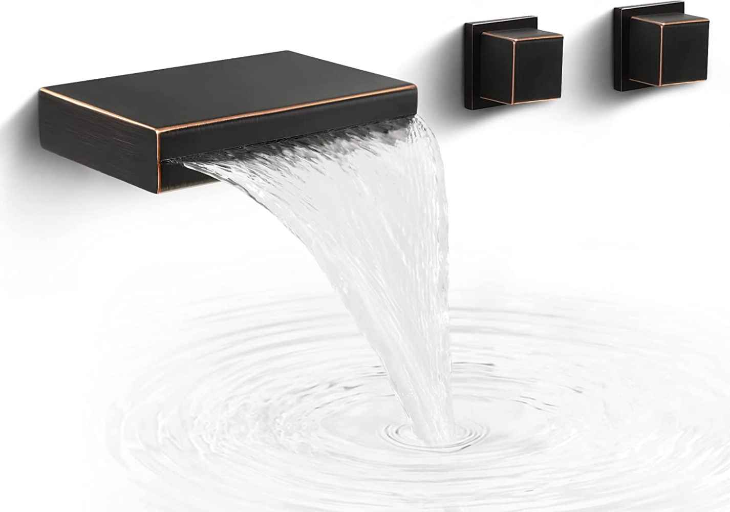 3H8-in.  Black Bathroom Sink Faucet Black Brass