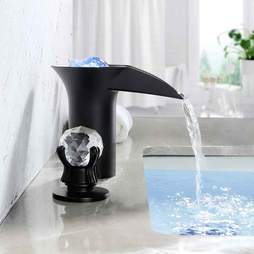 3H8-in. Black Bathroom Sink Faucet Black Brass