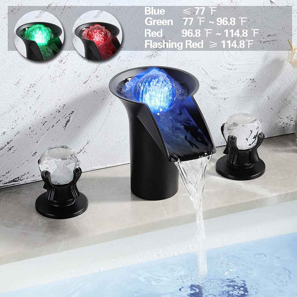 3H8-in. Black Bathroom Sink Faucet Black Brass