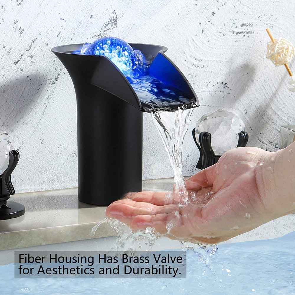 3H8-in. Black Bathroom Sink Faucet Black Brass