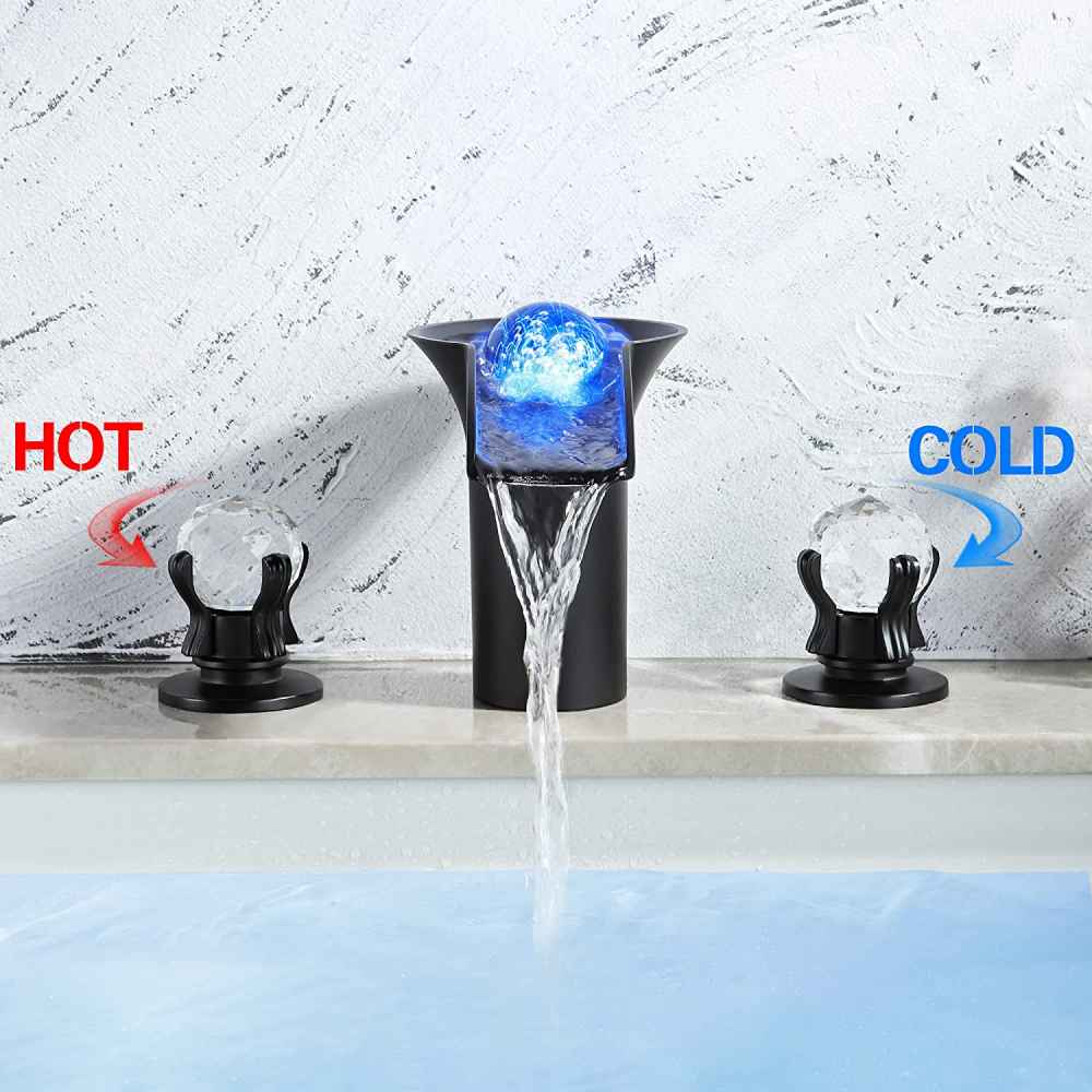 3H8-in. Black Bathroom Sink Faucet Black Brass