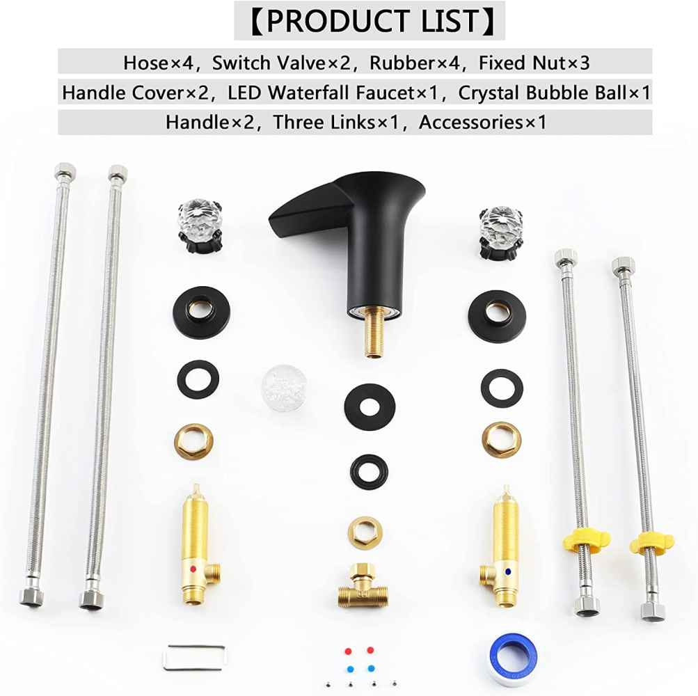 3H8-in. Black Bathroom Sink Faucet Black Brass