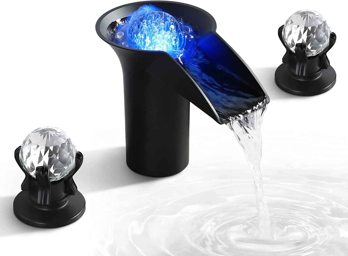3H8-in. Black Bathroom Sink Faucet Black Brass
