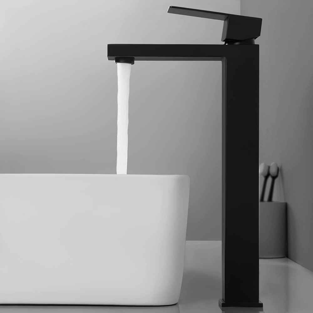 1 Hole CUPC Brushed Bathroom Sink Faucet Black Stainless Steel