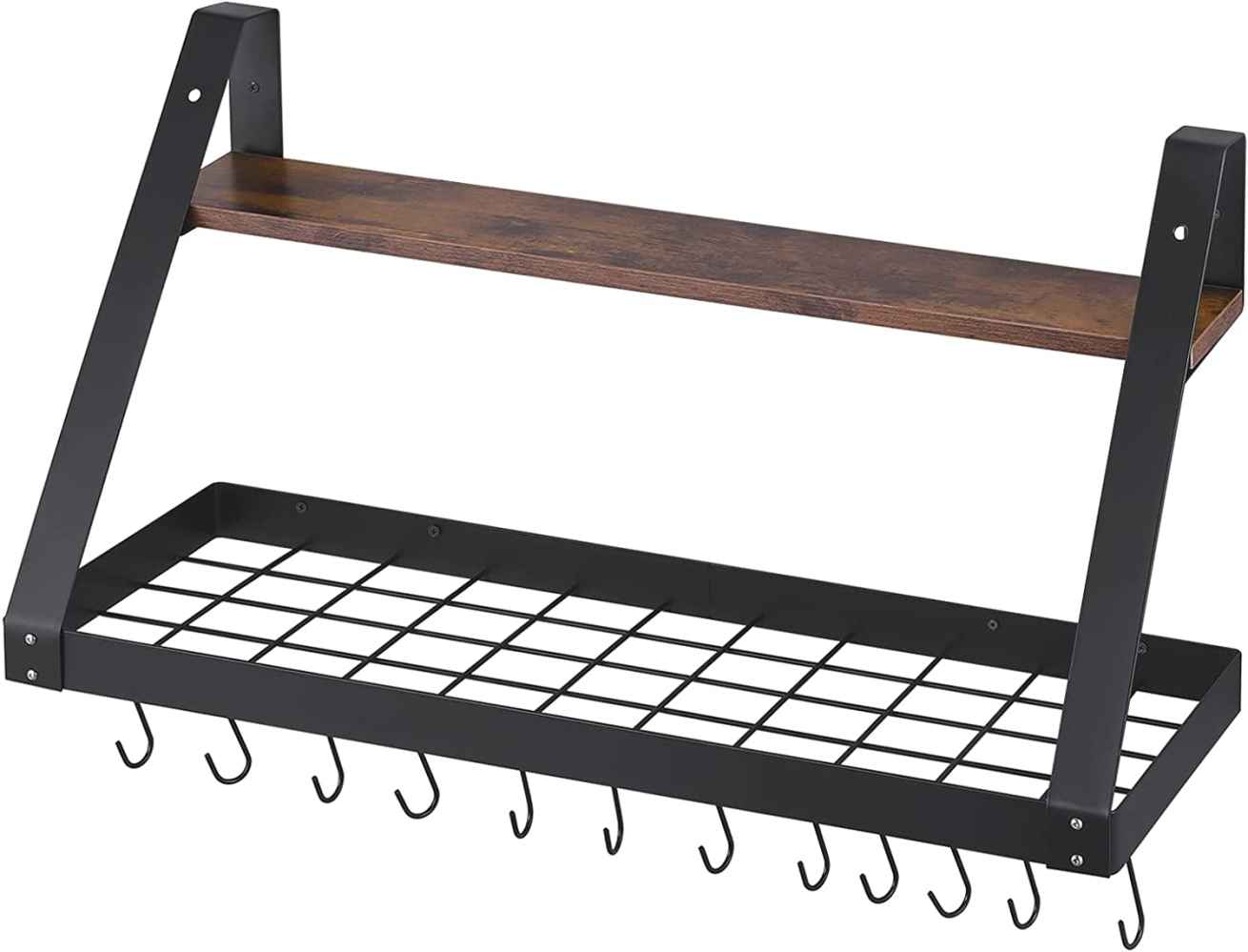 29.5 in. x 9.9 in. x 15.4 in. Wood-Stainless Steel-Iron-Plastic Kitchen Pot-Pan Organizer