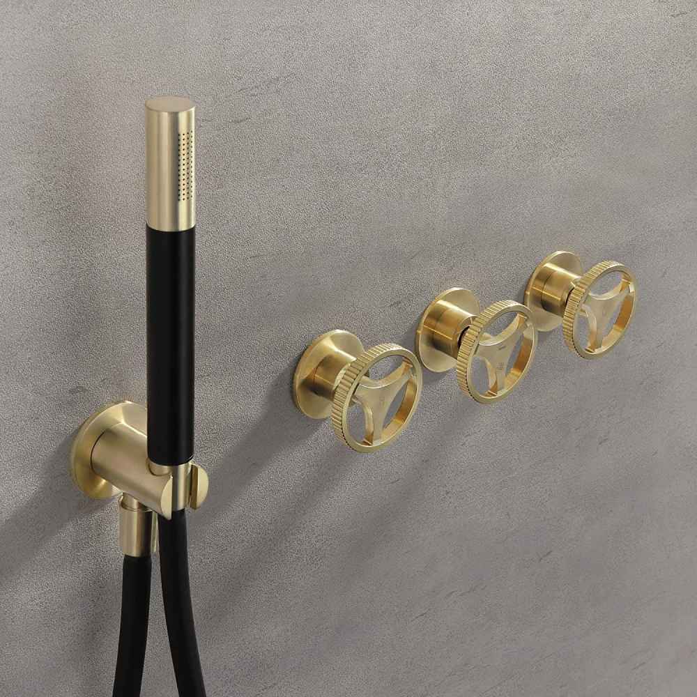 20-in. x 16-in. Shower Kit Gold Copper