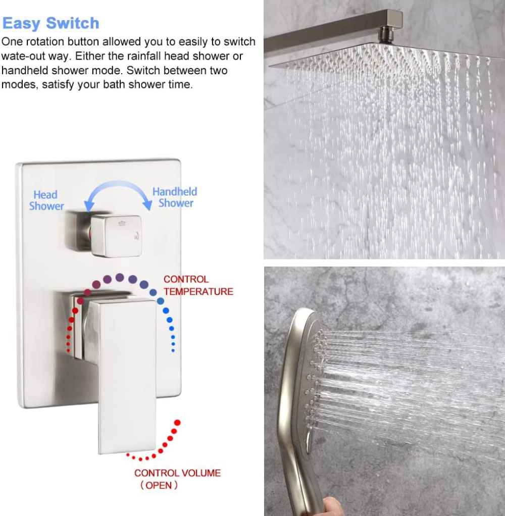 14.79-in. x 9.90-in. Shower Kit Brushed Nickel Stainless Steel CUPC