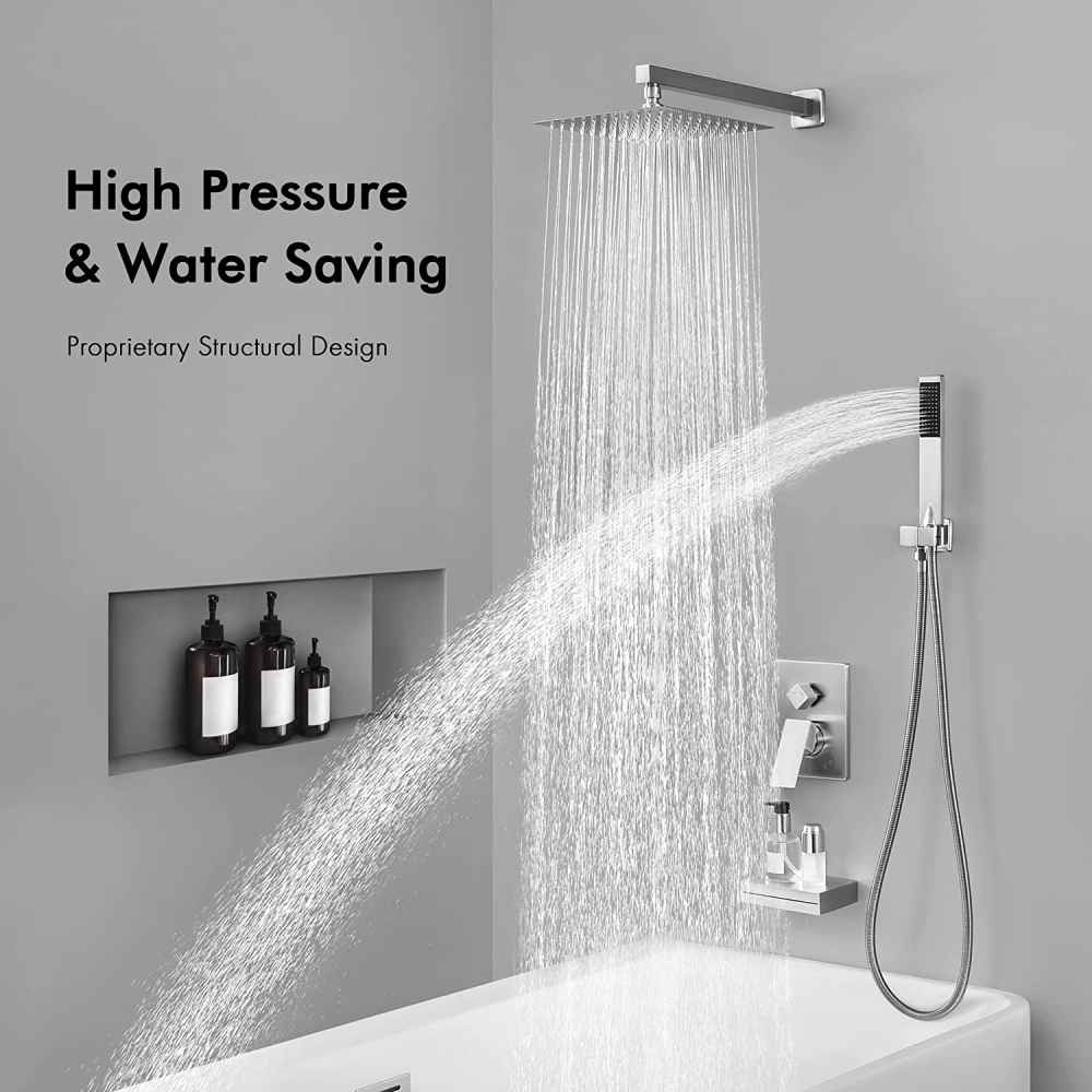 13.4-in. x 6.8-in. Shower Kit Brushed Nickel Stainless Steel CUPC